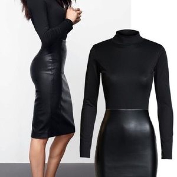 NEW ARRIVAL ❗️MEGHAN MARKLE LEATHERETTE MIDI DRESS - Picture 2 of 8
